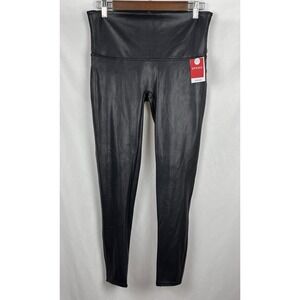 SPANX Faux Leather Leggings Black Petite XL NWT Shaping High Waist MSRP $98